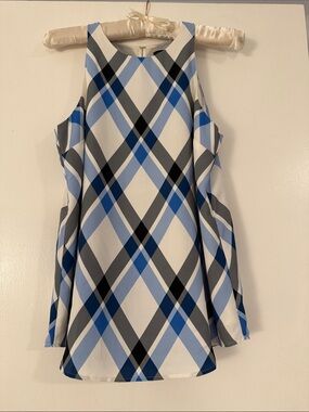Ann Taylor Striped Sleeveless Blouse in Blue and Cream